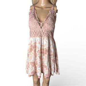 J For Justify Tie Dye Pink Crochet Dress Size XL